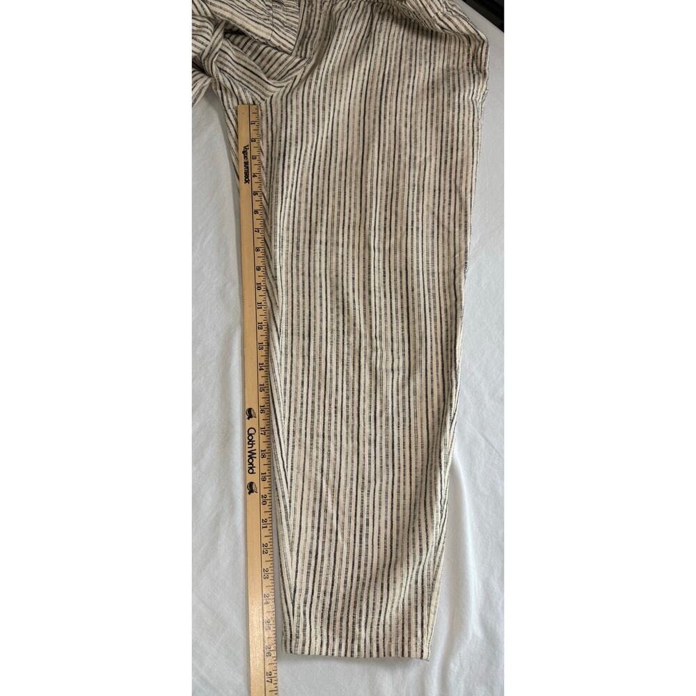 Eileen Fisher Organic Cotton Striped Pants Elastic Black Tan Size MEDIUM Pockets - Picture 7 of 10